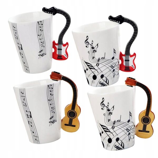 Keramikbecher mit geigenförmigem Henkel, 400 ml – originelles Design