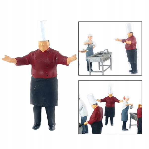 Figura in Resina Scala 1:64 Chef Rosso per Diorama Modellismo Miniatura