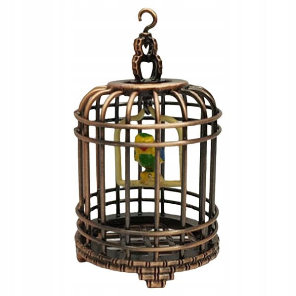 Dukkehus miniature med messing fuglebur 1:12