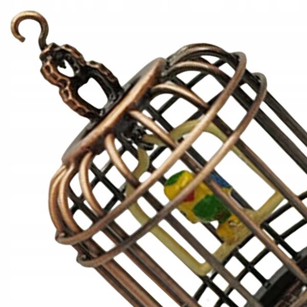Dukkehus miniature med messing fuglebur 1:12
