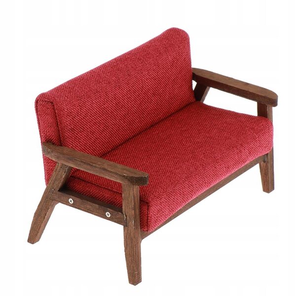 Miniatura Divano Love Seat 1:12 per Casa delle Bambole in Legno e Tessuto