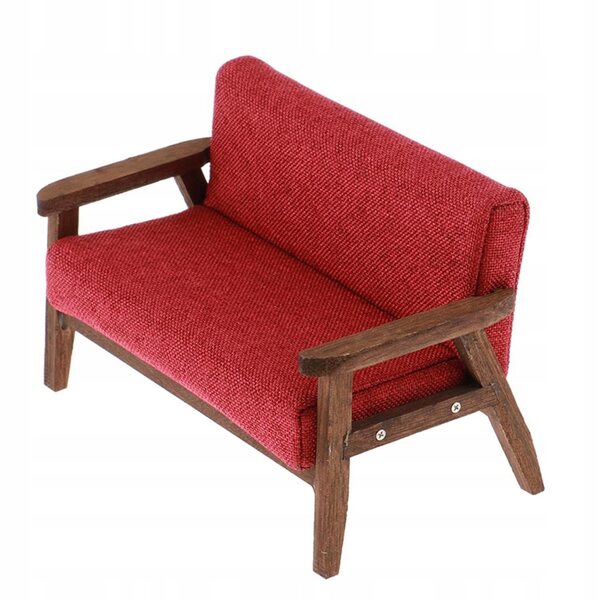 Miniatura Divano Love Seat 1:12 per Casa delle Bambole in Legno e Tessuto