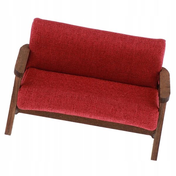 Miniatura Divano Love Seat 1:12 per Casa delle Bambole in Legno e Tessuto