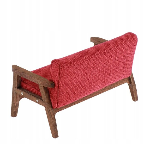 Miniatura Divano Love Seat 1:12 per Casa delle Bambole in Legno e Tessuto