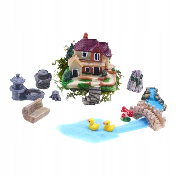 Modèle de maison de poupée Villa Garden 1:12 avec accessoires miniatures en résine
