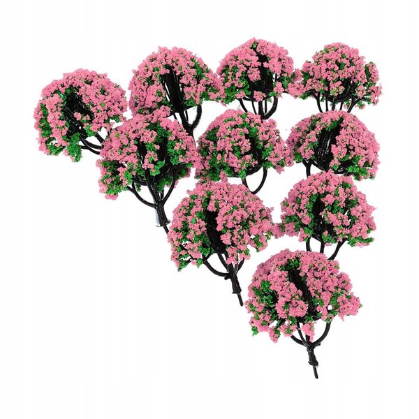 10x Modelle Bäume Blumen für Diorama Züge HO Maßstab Grüne Landschaft 5 cm