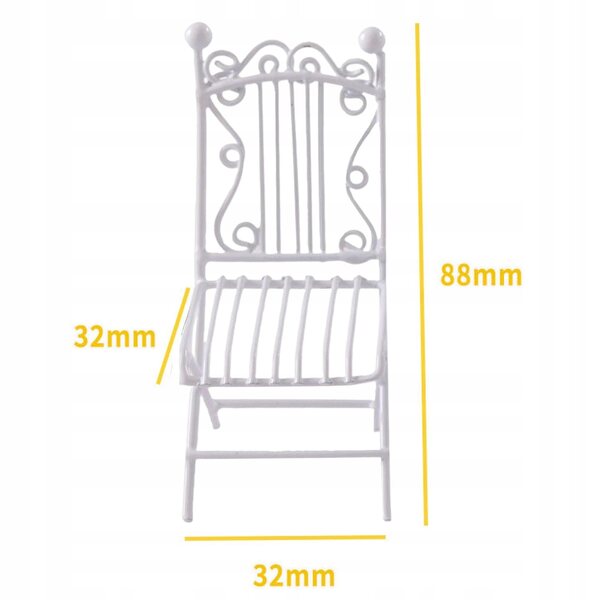 Mini Set Mobili 1:12 per Casa delle Bambole Tavolo e Sedia in Ferro Bianco