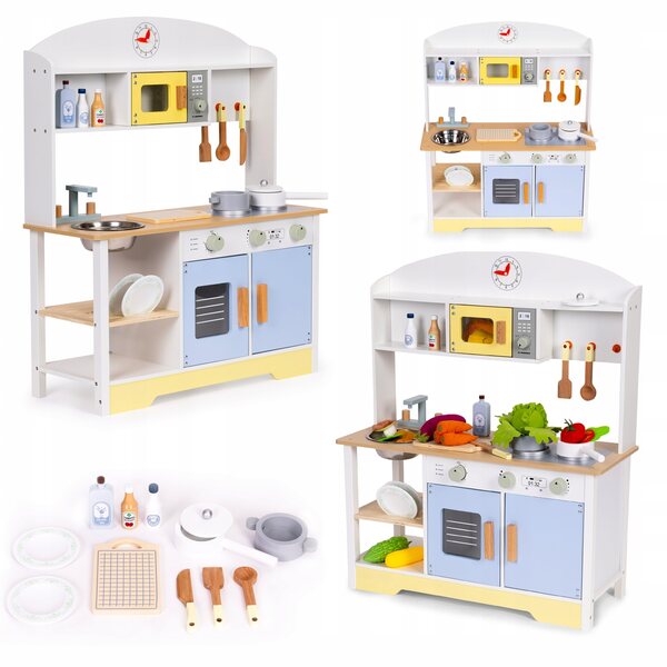 Kinderküche mit Backofen, Waschmaschine, Mikrowelle und 12 ECOTOYS-Zubehörteilen
