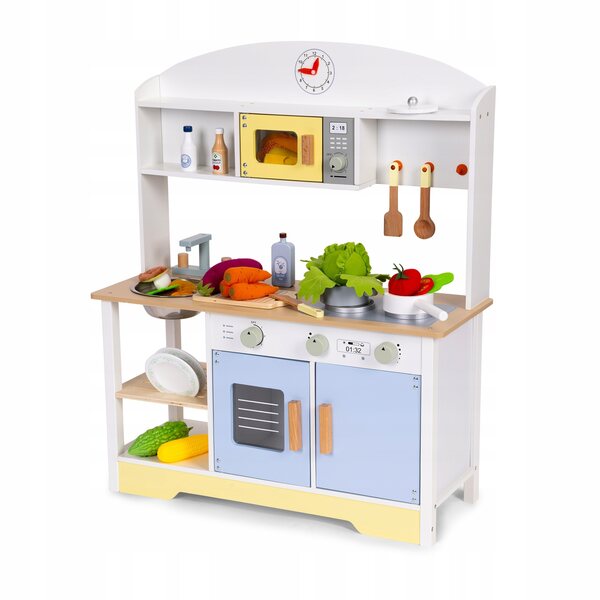 Kinderküche mit Backofen, Waschmaschine, Mikrowelle und 12 ECOTOYS-Zubehörteilen