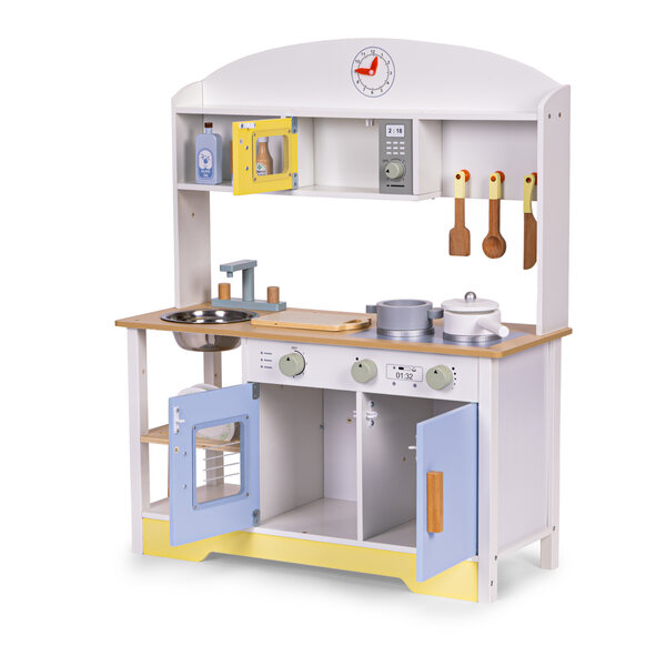 Kinderküche mit Backofen, Waschmaschine, Mikrowelle und 12 ECOTOYS-Zubehörteilen