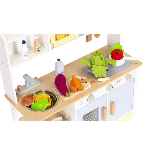 Kinderküche mit Backofen, Waschmaschine, Mikrowelle und 12 ECOTOYS-Zubehörteilen