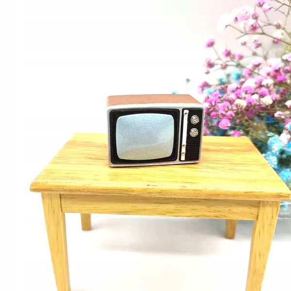 Mini Televisore Retro in Legno per Casa delle Bambole 1:12, Accessorio Decorativo