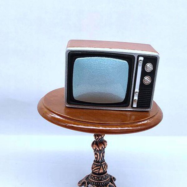 Mini Televisore Retro in Legno per Casa delle Bambole 1:12, Accessorio Decorativo