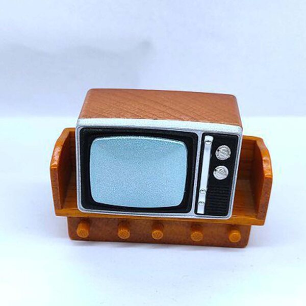 Mini Televisore Retro in Legno per Casa delle Bambole 1:12, Accessorio Decorativo