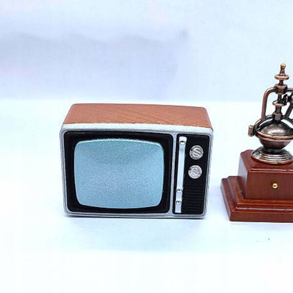 Mini Televisore Retro in Legno per Casa delle Bambole 1:12, Accessorio Decorativo
