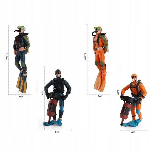 Set 4 Miniature Figurine Subacquee Realistiche in PVC, Decorazione e Collezione