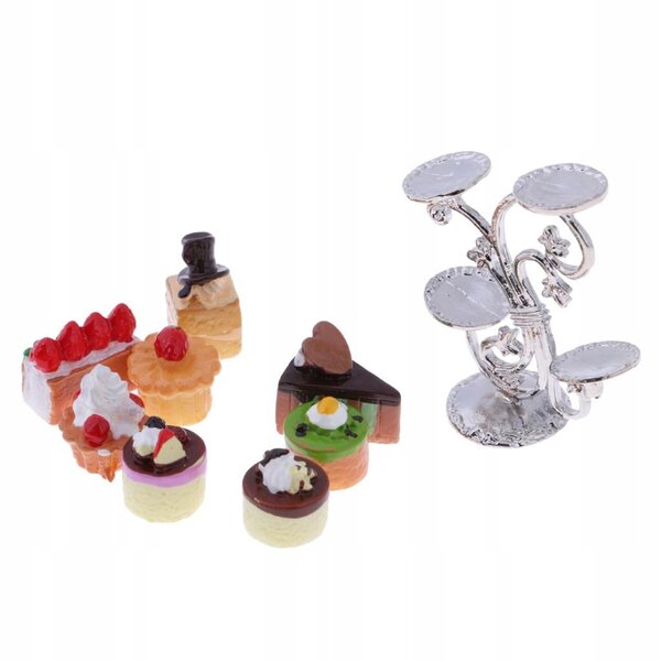 Miniaturen 1:12 snoepjes en standaards voor poppenhuiskeukenaccessoires