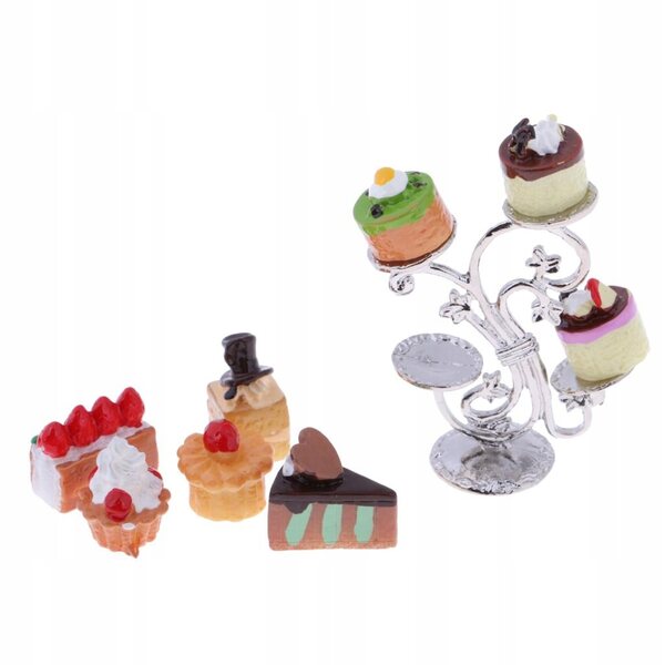 Miniaturen 1:12 snoepjes en standaards voor poppenhuiskeukenaccessoires