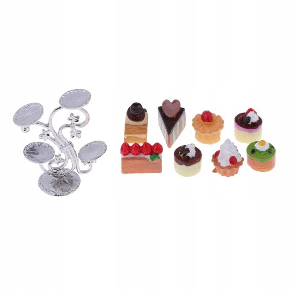 Miniaturen 1:12 snoepjes en standaards voor poppenhuiskeukenaccessoires