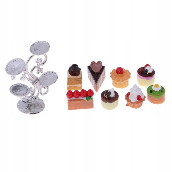 Miniaturen 1:12 snoepjes en standaards voor poppenhuiskeukenaccessoires