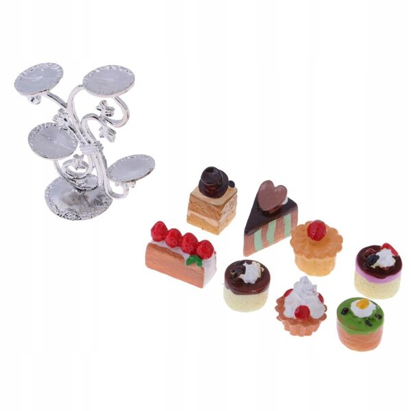Miniaturen 1:12 snoepjes en standaards voor poppenhuiskeukenaccessoires