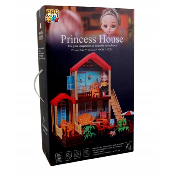Dollhouse Pro Kids 41.5 cm con giardino, mobili e accessori per gioco creativo