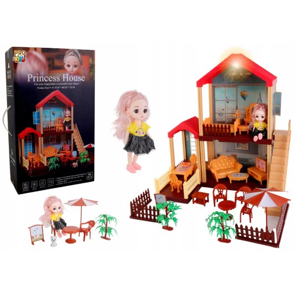 Dollhouse Pro Kids 41.5 cm con giardino, mobili e accessori per gioco creativo