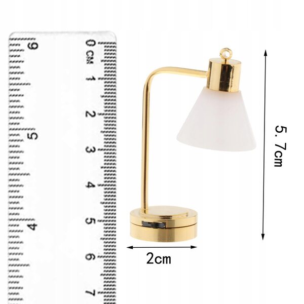 Luce LED vintage per casa delle bambole 1:12 con magnete bianca in metallo e vetro