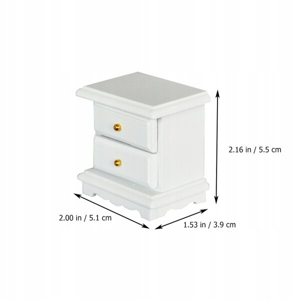 Mini mobiletto notturno in legno bianco per case delle bambole e decorazioni