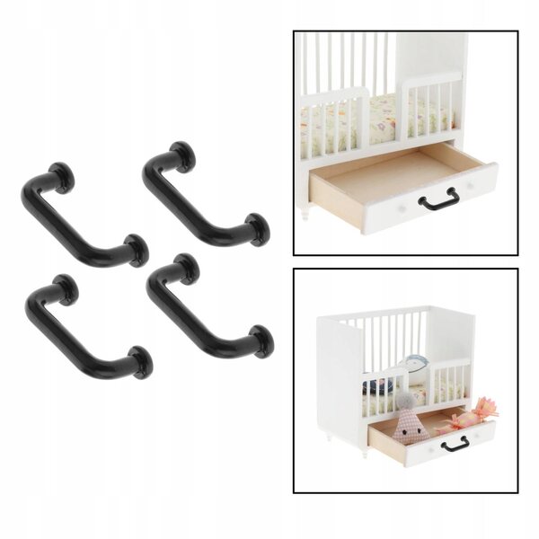 Lot de 4 mini huissiers décoratifs 1:12 pour maisons de poupées, noir, métal résistant