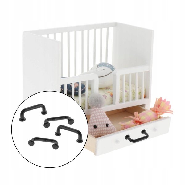 Lot de 4 mini huissiers décoratifs 1:12 pour maisons de poupées, noir, métal résistant