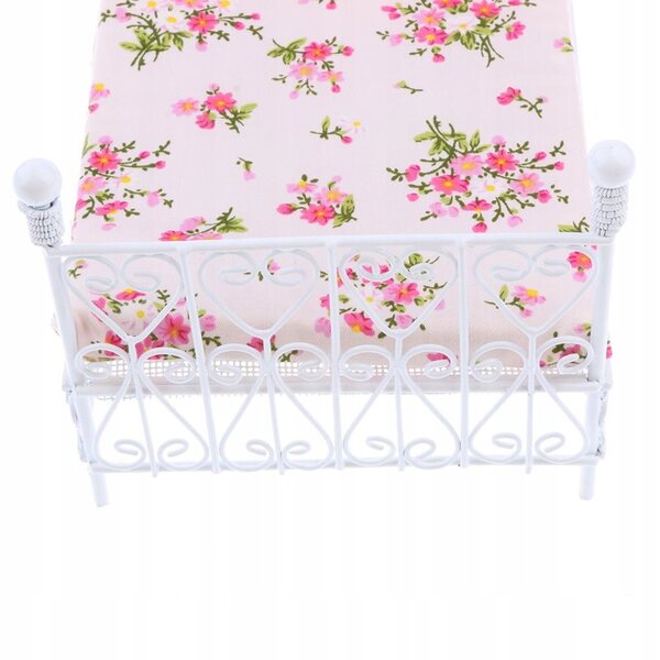 Dollhouse Miniature Letto Retro in Metallo con Materasso per Camera da Letto 1:12