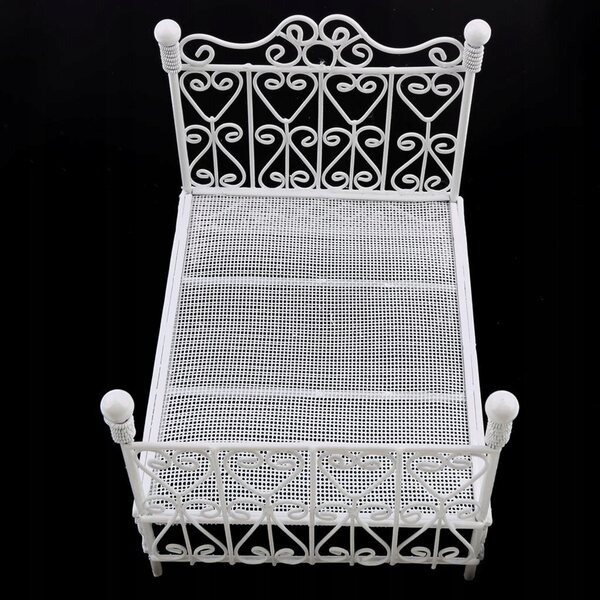 Dollhouse Miniature Letto Retro in Metallo con Materasso per Camera da Letto 1:12