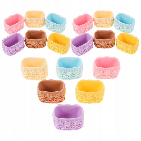 Комплект от 18 миниатюрни кошници от устойчива смола за куклени къщи и декорации