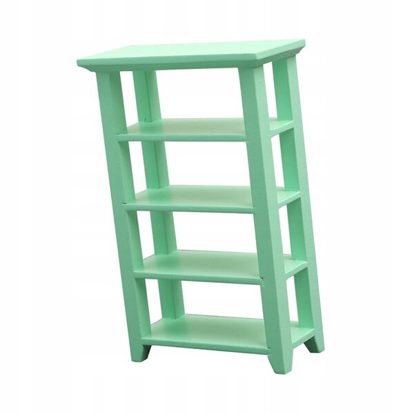 Miniatura mensola in legno verde per casa delle bambole, 4 ripiani 1:12