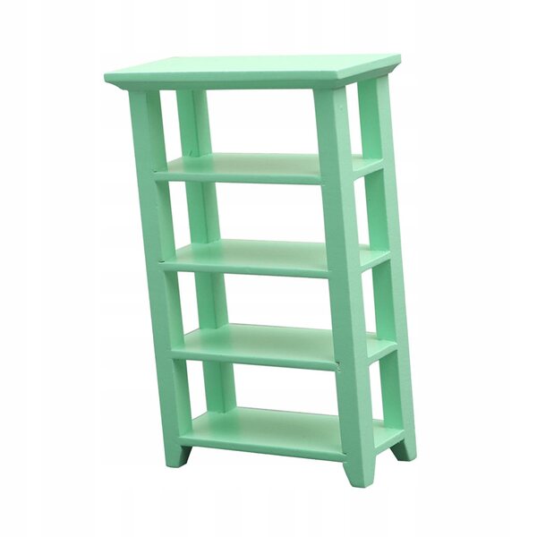 Miniatura mensola in legno verde per casa delle bambole, 4 ripiani 1:12