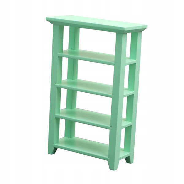 Miniatura mensola in legno verde per casa delle bambole, 4 ripiani 1:12