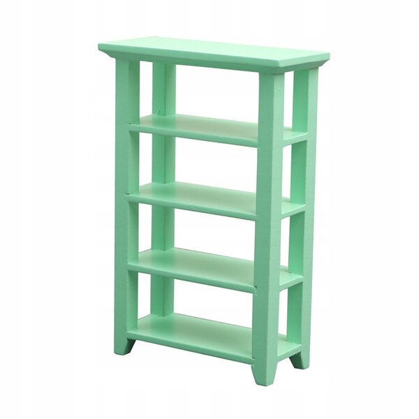 Miniatura mensola in legno verde per casa delle bambole, 4 ripiani 1:12