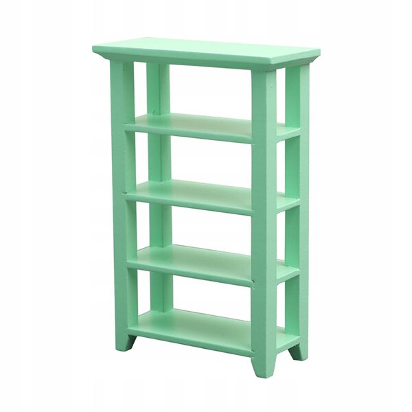 Miniatura mensola in legno verde per casa delle bambole, 4 ripiani 1:12