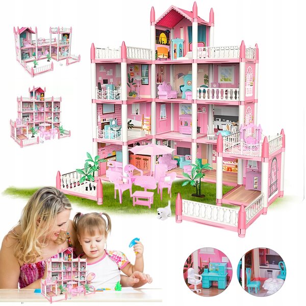 Grande Casa delle Bambole 4 Piani con 11 Stanze e Accessori - Gioco Creativo e Sicuro
