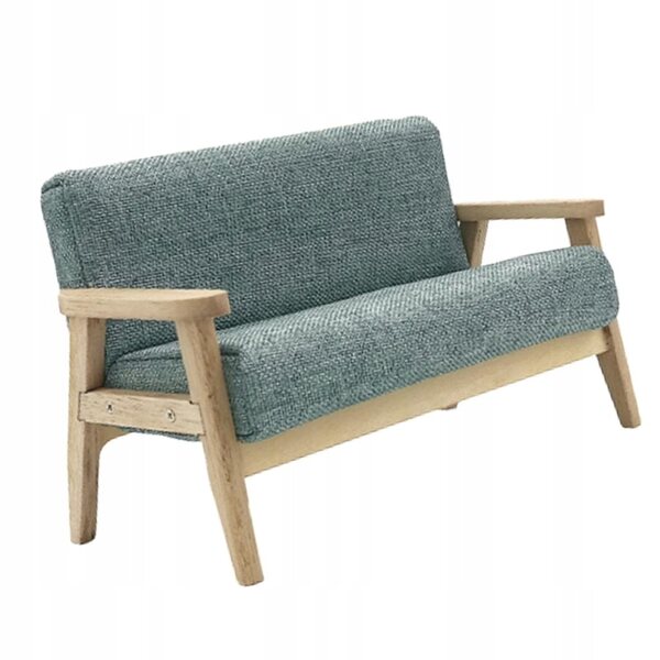 Miniature dobbelt grå sofa 1:12 til dukkehus stue dekoration