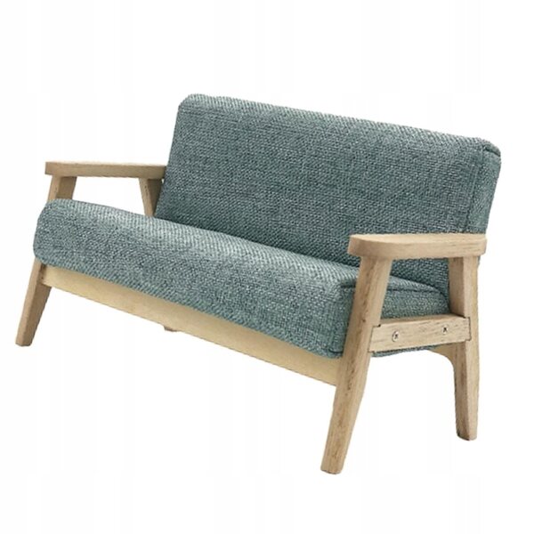 Miniature dobbelt grå sofa 1:12 til dukkehus stue dekoration