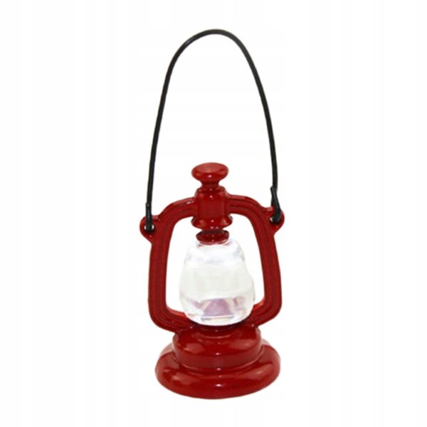 Lampe à huile rétro miniature pour maison de poupée à l’échelle 1:12, rouge