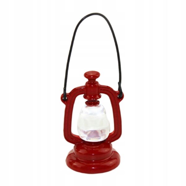 Lampe à huile rétro miniature pour maison de poupée à l’échelle 1:12, rouge