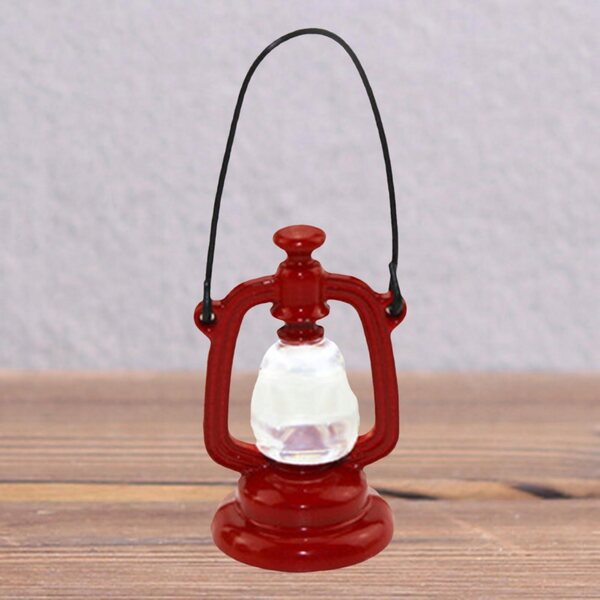 Lampe à huile rétro miniature pour maison de poupée à l’échelle 1:12, rouge