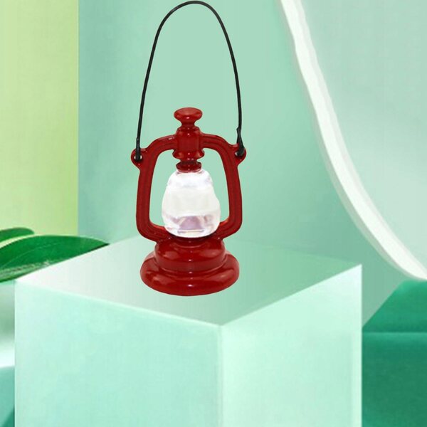 Lampe à huile rétro miniature pour maison de poupée à l’échelle 1:12, rouge