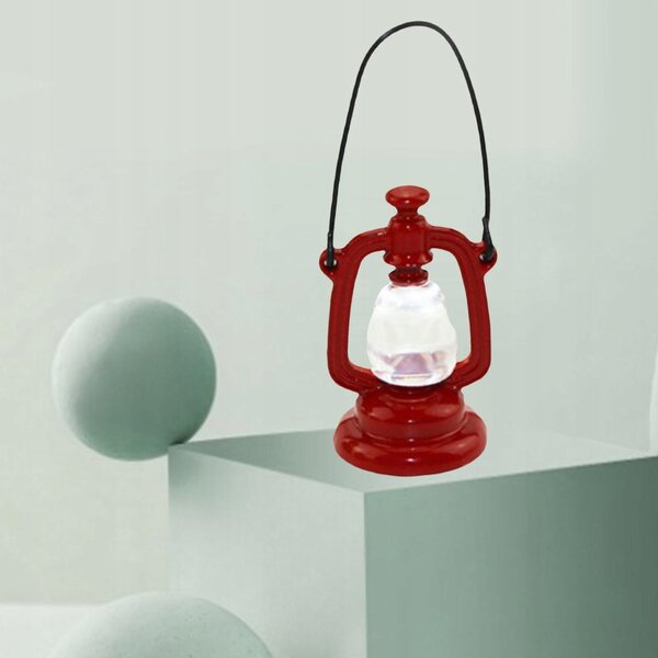 Lampe à huile rétro miniature pour maison de poupée à l’échelle 1:12, rouge