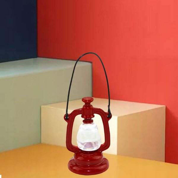 Lampe à huile rétro miniature pour maison de poupée à l’échelle 1:12, rouge