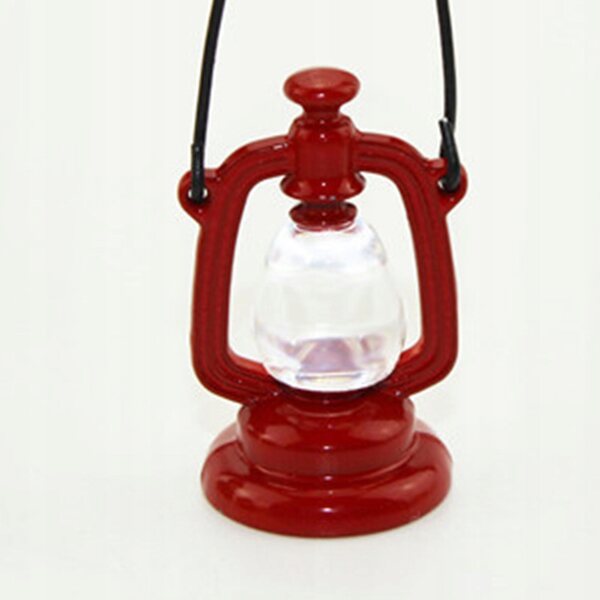 Lampe à huile rétro miniature pour maison de poupée à l’échelle 1:12, rouge