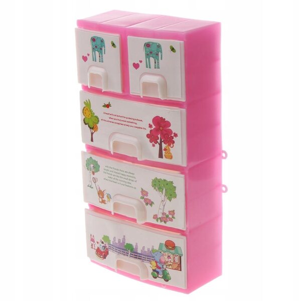 Mini armadio rosa con cassetti per accessori e mobili da camera per bambole 29 cm